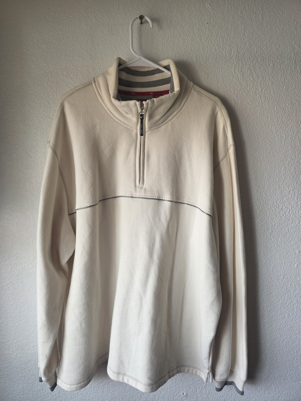Arrow Cream Quarter-Zip Pullover with Gray Trim